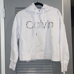 Calvin Klein white cropped hoodie